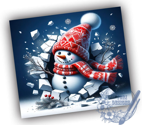3D Snowman Tumbler, Christmas Wrap, 20oz Sublimation, Digital Download, Holiday Decor, Winter Drinkware, Festive Design Sublimation ToriDesigns 