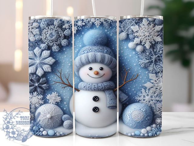 3D Snowman Tumbler Wrap, Snowflakes Wall Tumbler Design, Christmas Snowman Wrap, 20oz Sublimation Wrap, Digital Download Tumbler, Winter Wonderland Tumbler, Cute Snowman Art Sublimation ToriDesigns 