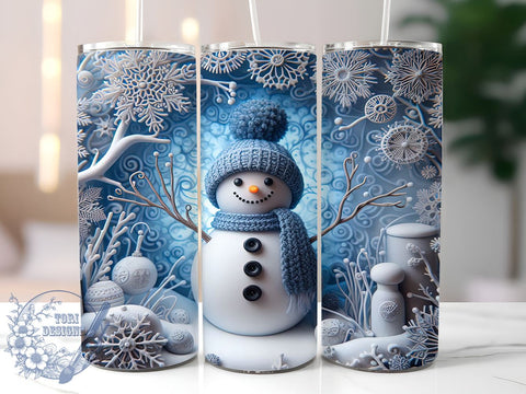 3D Snowman Tumbler Wrap, Snowflakes Wall Tumbler Design, Christmas Snowman Wrap, 20oz Sublimation Wrap, Digital Download Tumbler, Winter Wonderland Tumbler, Cute Snowman Art Sublimation ToriDesigns 