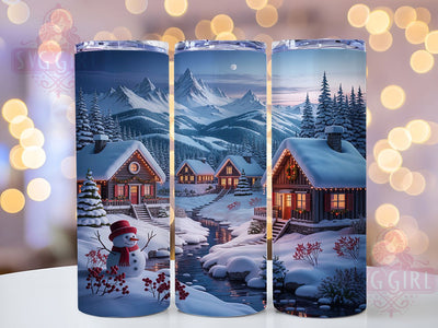 3D Snowy Christmas Village Tumbler, Holiday Landscape Wrap, Winter Scene Sublimation, Festive 20Oz Skinny Tumbler, Christmas Village Cup, Snowy Landscape Mug, Holiday 3D Design Sublimation SvggirlplusArt 