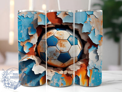 3D Soccer Ball 20oz Tumbler Wrap, Soccer Hole Wrap, Sublimation Wrap, 20oz Tumbler Design, Sports Gift, PNG Tumbler Wrap, Soccer Theme Sublimation ToriDesigns 