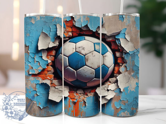 3D Soccer Ball 20oz Tumbler Wrap, Soccer Hole Wrap, Sublimation Wrap, 20oz Tumbler Design, Sports Gift, PNG Tumbler Wrap, Soccer Theme Sublimation ToriDesigns 