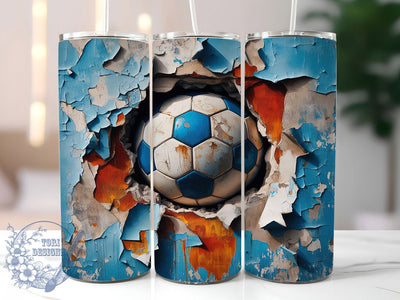 3D Soccer Ball 20oz Tumbler Wrap, Soccer Hole Wrap, Sublimation Wrap, 20oz Tumbler Design, Sports Gift, PNG Tumbler Wrap, Soccer Theme Sublimation ToriDesigns 