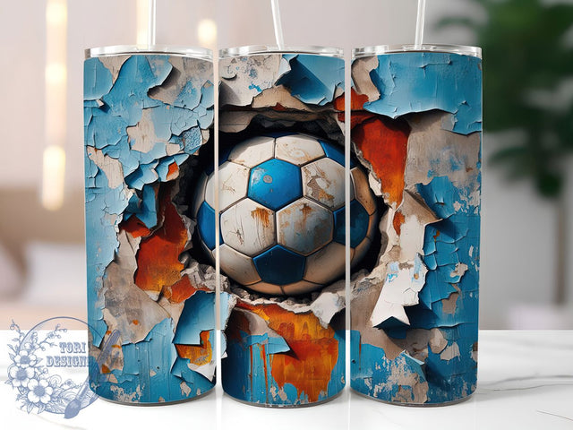 3D Soccer Ball 20oz Tumbler Wrap, Soccer Hole Wrap, Sublimation Wrap, 20oz Tumbler Design, Sports Gift, PNG Tumbler Wrap, Soccer Theme Sublimation ToriDesigns 