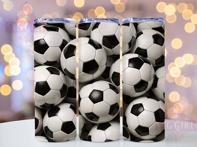 3D Soccer Ball Skinny Tumbler Wrap, Soccer Sublimation Design, 20oz Skinny Tumbler, Soccer Player Gift, Soccer Ball Png, 3D Tumbler Design, Sports Tumbler Png Sublimation SvggirlplusArt 