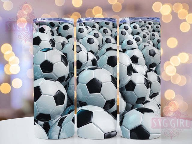 3D Soccer Ball Skinny Tumbler Wrap, Soccer Sublimation Design, 20oz Skinny Tumbler, Soccer Player Gift, Soccer Ball Png, 3D Tumbler Design, Sports Tumbler Png Sublimation SvggirlplusArt 