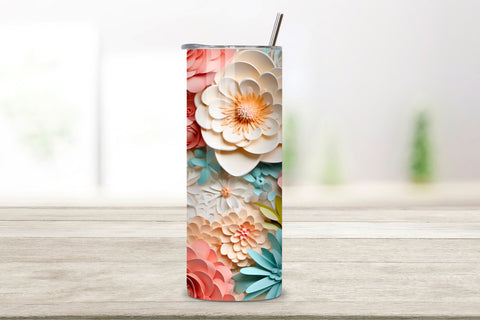 3D Soft Bloom Tumbler Tumbler Wrap, Seamless Floral PNG Sublimation FloridPrintables 