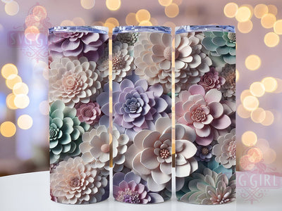 3D Soft Pastel Floral Tumbler, Soft Flower Tumbler, Gentle Blossom Wrap, Elegant Pastel Wrap, Artistic Floral Wrap, Sublimation Design, Trendy Gift Idea Sublimation SvggirlplusArt 
