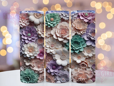 3D Soft Pastel Floral Tumbler, Soft Flower Tumbler, Gentle Blossom Wrap, Elegant Pastel Wrap, Artistic Floral Wrap, Sublimation Design, Trendy Gift Idea Sublimation SvggirlplusArt 