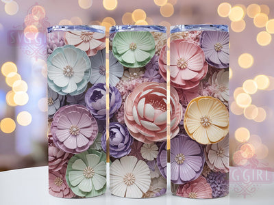3D Soft Pastel Floral Tumbler, Soft Flower Tumbler, Gentle Blossom Wrap, Elegant Pastel Wrap, Artistic Floral Wrap, Sublimation Design, Trendy Gift Idea Sublimation SvggirlplusArt 