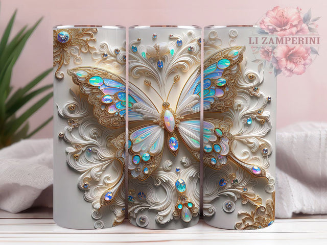 3D Sparkling Glitter Butterfly Tumbler, 3D Butterfly Tumbler, Sparkling Butterfly Wrap, Artistic Glitter Wrap, Elegant Butterfly Wrap, Sublimation Design, Trendy Gift Idea Sublimation Li Zamperini 