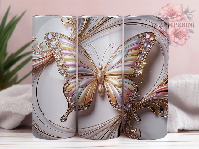 3D Sparkling Glitter Butterfly Tumbler, 3D Butterfly Tumbler, Sparkling Butterfly Wrap, Artistic Glitter Wrap, Elegant Butterfly Wrap, Sublimation Design, Trendy Gift Idea Sublimation Li Zamperini 
