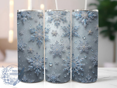 3D Sparkly Glitter Snowflake Tumbler, Sparkly Winter Wrap, Festive Snow Sublimation, Holiday Frost Cup, 20Oz Skinny Tumbler Wrap, Shiny Snow Mug, Elegant Christmas Design Sublimation ToriDesigns 