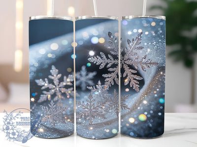 3D Sparkly Glitter Snowflake Tumbler, Sparkly Winter Wrap, Festive Snow Sublimation, Holiday Frost Cup, 20Oz Skinny Tumbler Wrap, Shiny Snow Mug, Elegant Christmas Design Sublimation ToriDesigns 