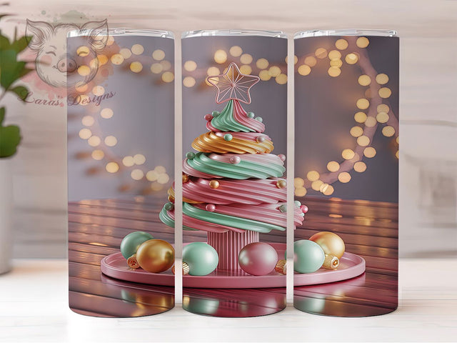 3D Sparkly Pink Candy Tree Tumbler, Sparkly Pink Wrap, Trendy Christmas Mug, Holiday Sublimation Design, Festive Drinkware, Cute Winter Gift, Modern Christmas Cup Sublimation Lara' s Designs 