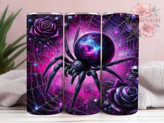 3D Spider Gothic Roses Tumbler, Gothic Roses Wrap, Inflated Halloween Design, Spooky Spider Cup, Gothic Halloween Sublimation, 20oz Tumbler Wrap, Dark Rose Drinkware Sublimation Li Zamperini 