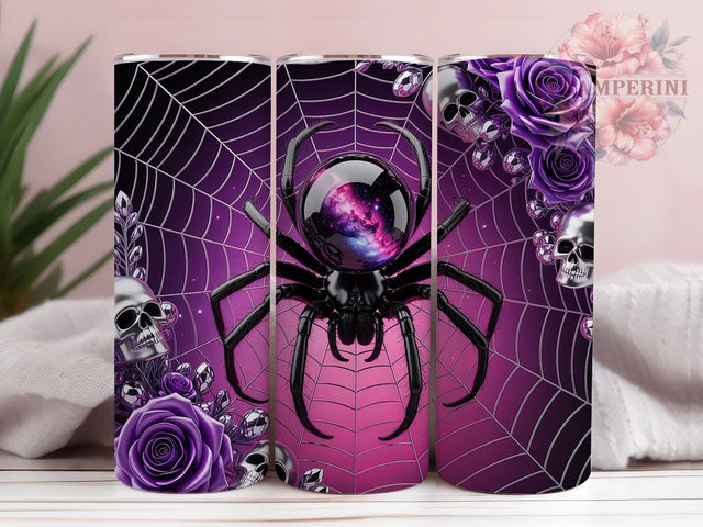 3D Spider Gothic Roses Tumbler, Gothic Roses Wrap, Inflated Halloween Design, Spooky Spider Cup, Gothic Halloween Sublimation, 20oz Tumbler Wrap, Dark Rose Drinkware Sublimation Li Zamperini 