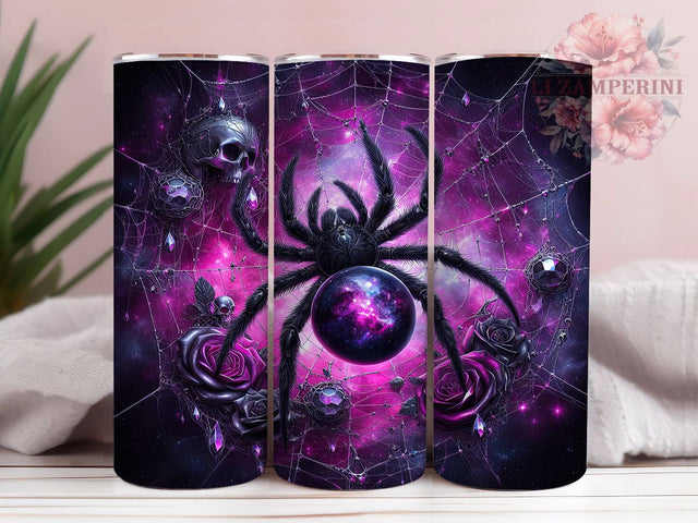 3D Spider Gothic Roses Tumbler, Gothic Roses Wrap, Inflated Halloween Design, Spooky Spider Cup, Gothic Halloween Sublimation, 20oz Tumbler Wrap, Dark Rose Drinkware Sublimation Li Zamperini 