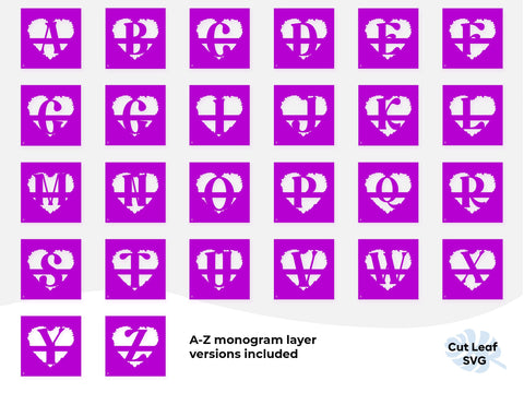 3D Split Monogram SVG A-Z Shadow Box, Monogram letters svg, Happy Valentines Day svg Custom name, Layered heart svg, Cricut projects 3D Paper CutLeafSvg 