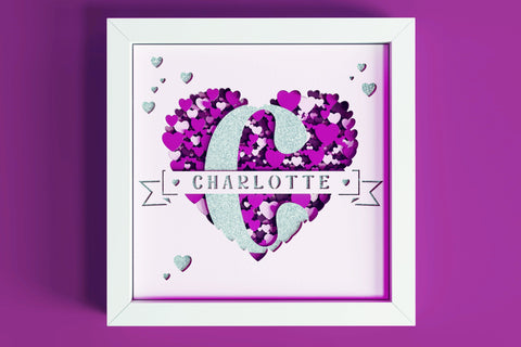 3D Split Monogram SVG A-Z Shadow Box, Monogram letters svg, Happy Valentines Day svg Custom name, Layered heart svg, Cricut projects 3D Paper CutLeafSvg 
