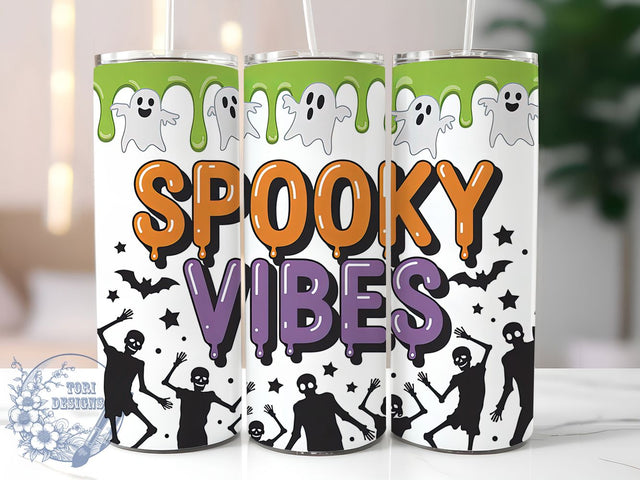 3D Spooky Ghost Halloween Tumbler Wrap, Spooky Vibes Wrap, Inflated Tumbler Design, 20Oz Sublimation Cup, Ghost Party Drinkware, Creepy Tumbler Wrap, Haunted Cup Design Sublimation ToriDesigns 