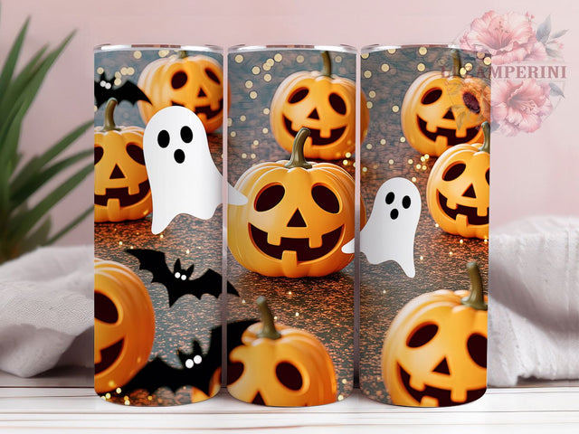 3D Spooky Ghost Pumpkin Halloween Tumbler, Ghost and Pumpkins Wrap, Spooky 3D Cup, 20Oz Sublimation Design, Haunted Fall Drinkware, Creepy Cute Mug, Gothic Halloween Tumbler Sublimation Li Zamperini 