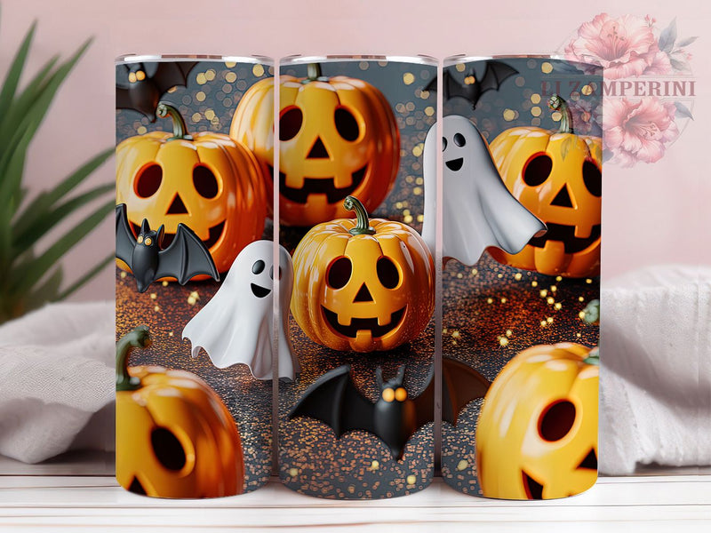 3D Spooky Ghost Pumpkin Halloween Tumbler, Ghost and Pumpkins Wrap, Spooky 3D Cup, 20Oz Sublimation Design, Haunted Fall Drinkware, Creepy Cute Mug, Gothic Halloween Tumbler Sublimation Li Zamperini 