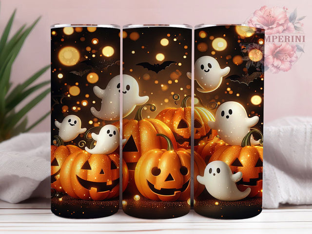 3D Spooky Ghost Pumpkin Halloween Tumbler, Ghost and Pumpkins Wrap, Spooky 3D Cup, 20Oz Sublimation Design, Haunted Fall Drinkware, Creepy Cute Mug, Gothic Halloween Tumbler Sublimation Li Zamperini 