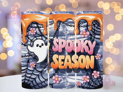 3D Spooky Season 20oz Tumbler Wrap Sublimation Design, Straight Tapered Tumbler Wrap, Cute Ghost Tumbler Png, Instant Digital Download Sublimation SvggirlplusArt 