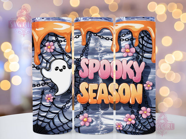 3D Spooky Season 20oz Tumbler Wrap Sublimation Design, Straight Tapered Tumbler Wrap, Cute Ghost Tumbler Png, Instant Digital Download Sublimation SvggirlplusArt 