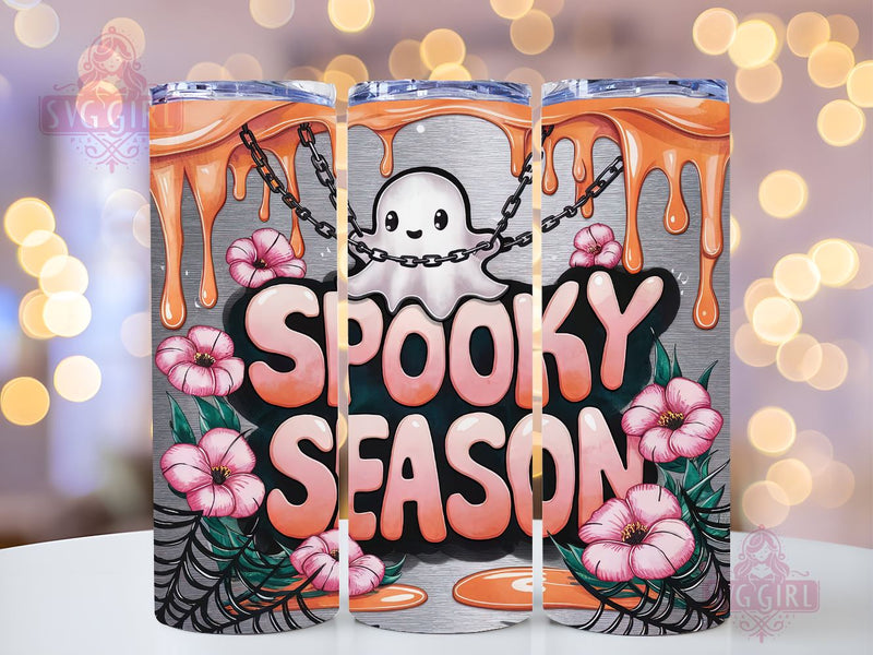 3D Spooky Season 20oz Tumbler Wrap Sublimation Design, Straight Tapered Tumbler Wrap, Cute Ghost Tumbler Png, Instant Digital Download Sublimation SvggirlplusArt 