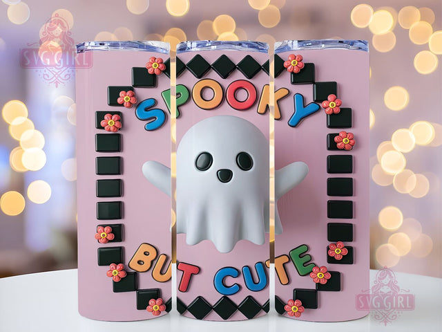 3D Spooky Season 20oz Tumbler Wrap Sublimation Design, Straight Tapered Tumbler Wrap, Halloween Ghost Tumbler Png, Instant Digital Download Sublimation SvggirlplusArt 