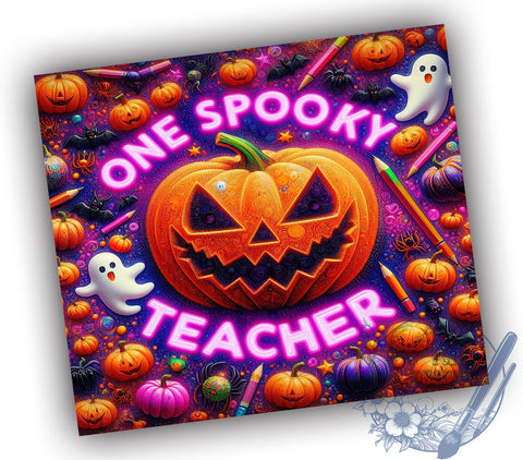 3D Spooky Season Halloween 20oz Skinny Tumbler, Spooky Teacher Tumbler Png, Straight & Tapered Tumbler Wrap, Instant Digital Download Sublimation ToriDesigns 
