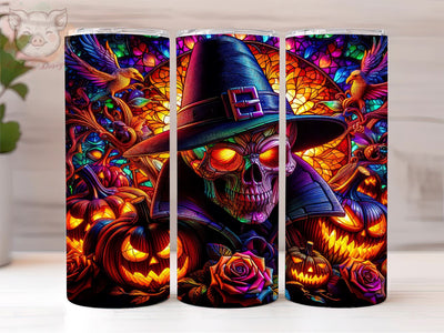 3D Spooky Skeleton 20oz Tumbler Png, Straight & Tapered Tumbler Png, Halloween Stained Glass Tumbler Png, Digital Download PNG Sublimation Lara' s Designs 
