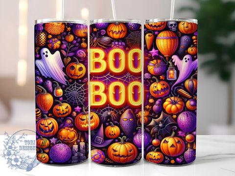 3D Spooky Vibes 20oz Skinny Tumbler, Halloween Ghost Pumpkin Tumbler Png, Straight & Tapered Tumbler Wrap, Instant Digital Download Sublimation ToriDesigns 