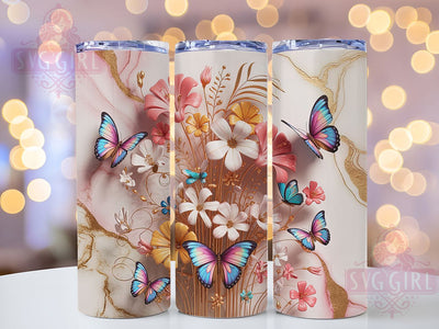 3D Spring Butterfly Tumbler, Spring Garden Tumbler, Stylish 20oz Wrap, Sublimation Design, Trendy Gift Idea, Floral Butterfly Wrap, Rustic Spring Tumbler Sublimation SvggirlplusArt 
