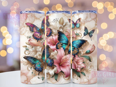 3D Spring Butterfly Tumbler, Spring Garden Tumbler, Stylish 20oz Wrap, Sublimation Design, Trendy Gift Idea, Floral Butterfly Wrap, Rustic Spring Tumbler Sublimation SvggirlplusArt 