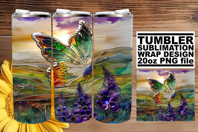 3D Spring Butterfly Wrap Tumbler Sublimation afrosvg 