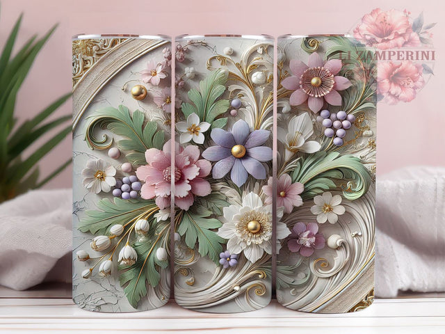 3D Spring Floral 20oz Vibrant Tumbler, 20oz Sublimation Tumbler, Colorful Spring Drinkware, Custom Floral Tumbler, Vibrant Floral Design, Nature Inspired Tumbler Sublimation Li Zamperini 