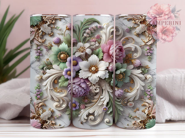 3D Spring Floral 20oz Vibrant Tumbler, 20oz Sublimation Tumbler, Colorful Spring Drinkware, Custom Floral Tumbler, Vibrant Floral Design, Nature Inspired Tumbler Sublimation Li Zamperini 