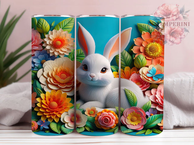 3D Spring Floral Bunny Tumbler, Spring Floral Tumbler, 3D Easter Wrap, Cute Bunny Wrap, Stylish 20oz Wrap, Sublimation Design, Trendy Gift Idea Sublimation Li Zamperini 