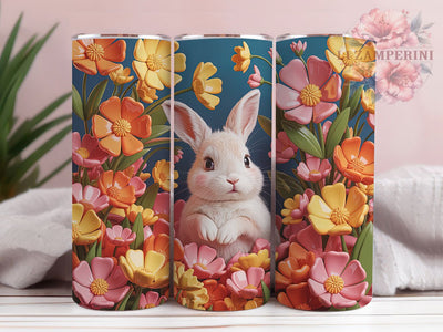 3D Spring Floral Bunny Tumbler, Spring Floral Tumbler, 3D Easter Wrap, Cute Bunny Wrap, Stylish 20oz Wrap, Sublimation Design, Trendy Gift Idea Sublimation Li Zamperini 