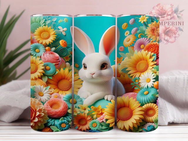 3D Spring Floral Bunny Tumbler, Spring Floral Tumbler, 3D Easter Wrap, Cute Bunny Wrap, Stylish 20oz Wrap, Sublimation Design, Trendy Gift Idea Sublimation Li Zamperini 