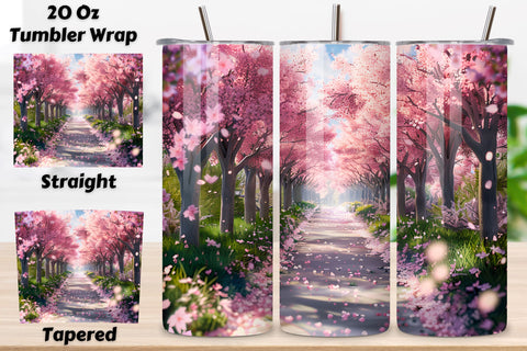 3D Spring Floral Seamless Tumbler Wrap, Seamless Blossom Avenue, Spring blossom, Cherry wrap, Seamless design, Tumbler art, Blossom avenue, Floral spring, 3D cherry, Spring floral Sublimation FloridPrintables 