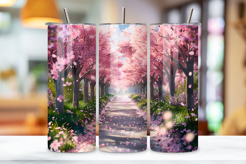 3D Spring Floral Seamless Tumbler Wrap, Seamless Blossom Avenue, Spring blossom, Cherry wrap, Seamless design, Tumbler art, Blossom avenue, Floral spring, 3D cherry, Spring floral Sublimation FloridPrintables 