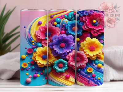 3D Spring Floral Tumbler, Spring Flower, Floral Theme, Colorful Style, Nature Inspired, 20Oz Tumbler, Sublimation Wrap Sublimation Li Zamperini 