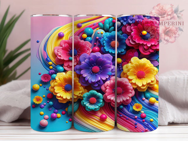 3D Spring Floral Tumbler, Spring Flower, Floral Theme, Colorful Style, Nature Inspired, 20Oz Tumbler, Sublimation Wrap Sublimation Li Zamperini 