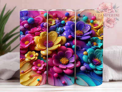 3D Spring Floral Tumbler, Spring Flower, Floral Theme, Colorful Style, Nature Inspired, 20Oz Tumbler, Sublimation Wrap Sublimation Li Zamperini 