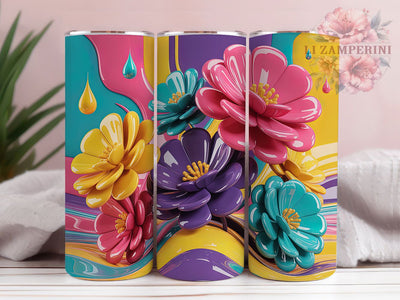3D Spring Floral Tumbler, Spring Flower, Floral Theme, Colorful Style, Nature Inspired, 20Oz Tumbler, Sublimation Wrap Sublimation Li Zamperini 