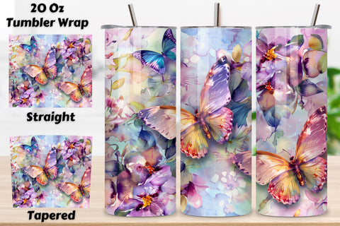 3D Spring Garden Butterfly Tumbler | Seamless Butterfly PNG Sublimation FloridPrintables 